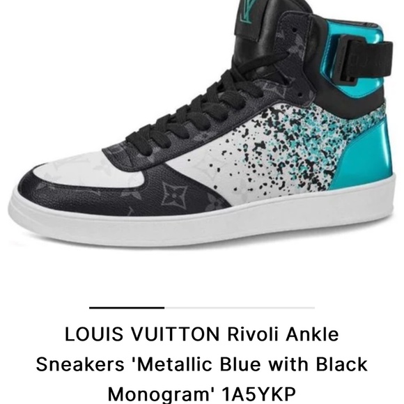 Louis Vuitton Rivoli Ankle Sneakers Metallic Blue  - Size 8 - Picture 5 of 6